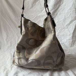 Coach Silver Gray Optic Signature Shoulder Bag